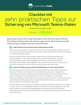 Conversational Geek: Checkliste mit zehn praktischen Tipps zur Sicherung von Microsoft Teams-Daten