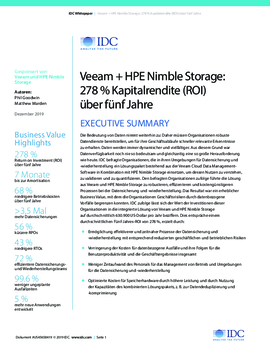 Veeam und HPE Nimble Storage: Fünf-Jahres-ROI von 278 %