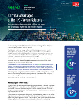 3 Critical Advantages of the HPE + Veeam Solutions