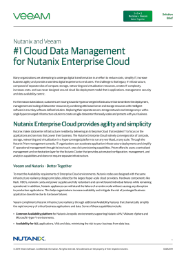 Cloud Data Management for the Nutanix Enterprise Cloud