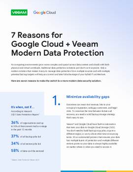 7 Reasons for Google Cloud + Veeam Modern Data Protection