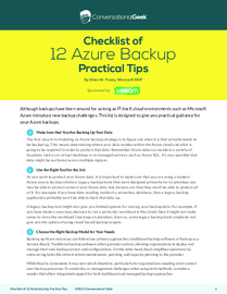 Conversational Geek Checklist: 10 Azure Backup Practical Tips