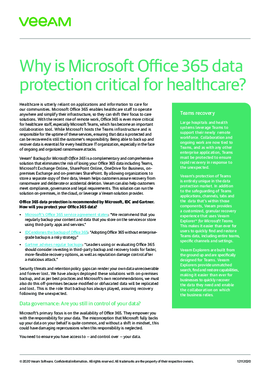 Why is Microsoft Office 365 data protection critical for healthcare?