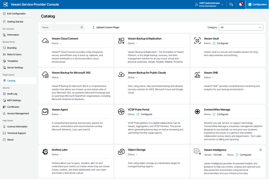 Plugin catalog