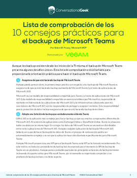 Lista de comprobación de los 10 consejos prácticos para el backup de Microsoft Teams