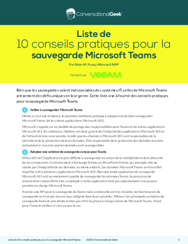 Conversational Geek : liste de 10 conseils pratiques pour la sauvegarde Microsoft Teams