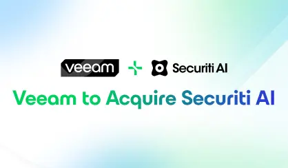 Graphic indicating Veeam and Secuirti AI aquisition