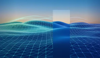 Abstract blue city skyline built from data lines, symbolizing digital resilience, ransomware defense, and evolving cybersecurity strategies for 2026