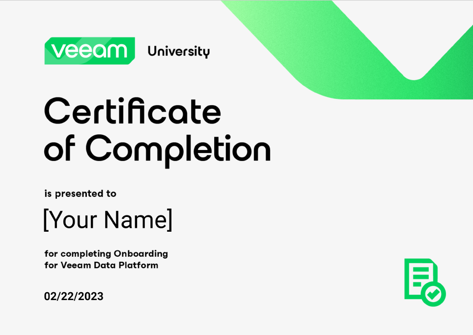 Certificate for completion