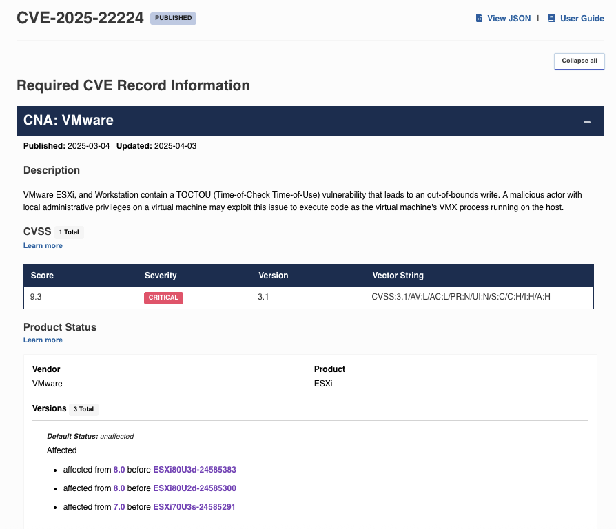 Vmware esxi cve