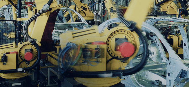 A close-up of heavy-duty factory machinery