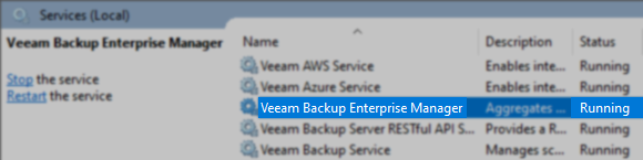 Veeam Backup Enterprise Manager Service