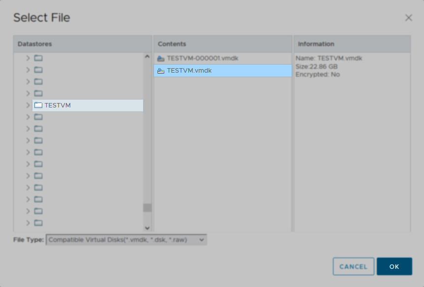 select base disk of VM to be processed