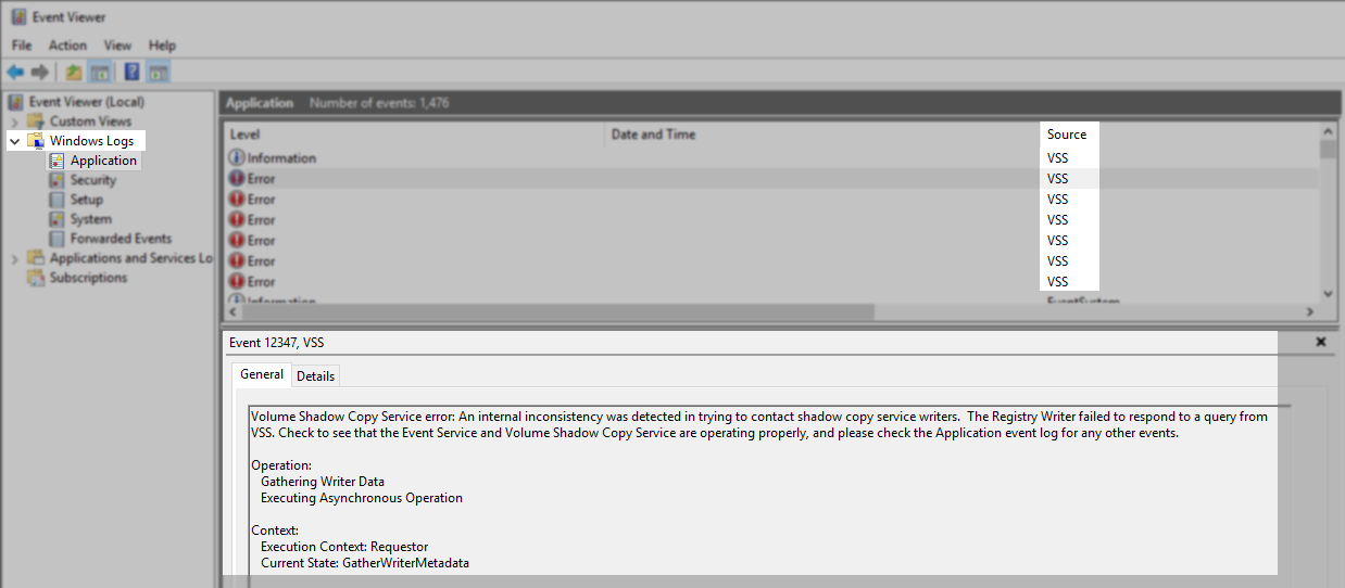 Event Viewer VSS Example