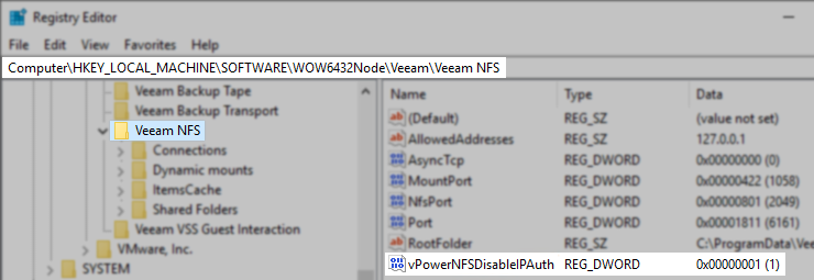 vPowerNFSDisableIPAuth Example