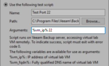 Arguments field on test scripts tab