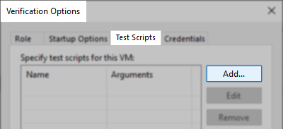Add test script button screenshot
