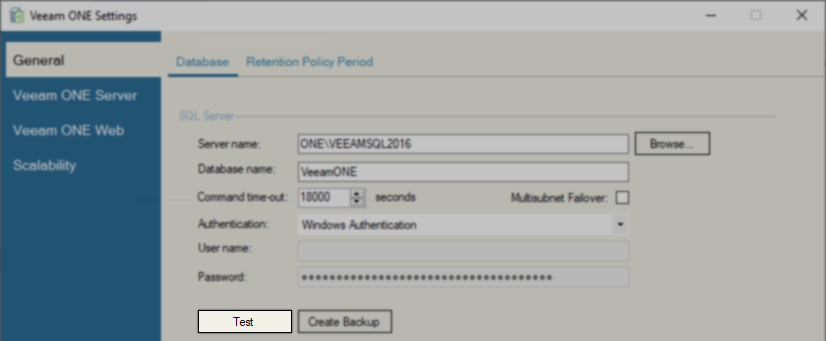 Veeam ONE Settings Utility Test
