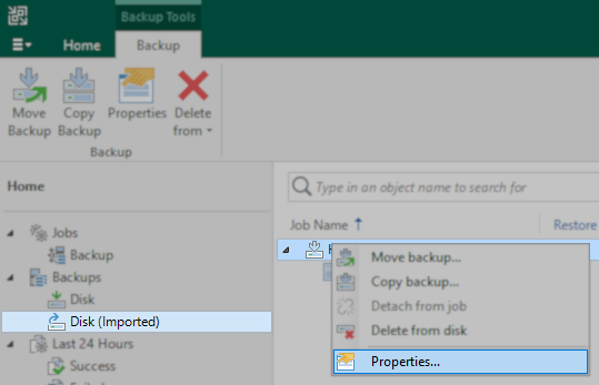 Backup Properties