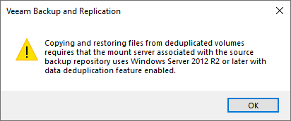 dedupe warning