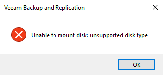 Unable to mount disk