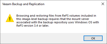 ReFS 3.4 Warning