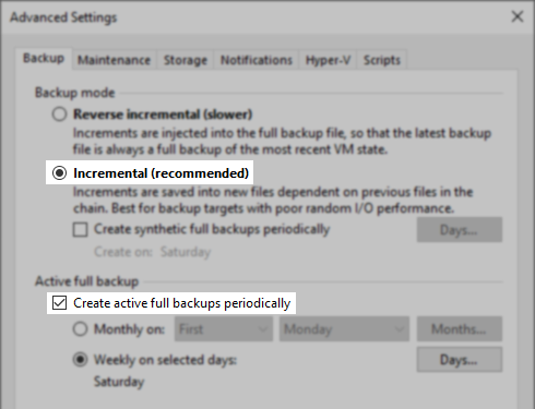 Forward Incremental with Active Fulls enabled