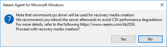 Recovery Media Warning