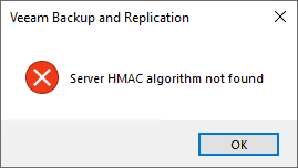 Server HMAC algorithm not found
