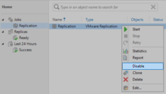 Screenshot of Disable context menu option when right clicking job