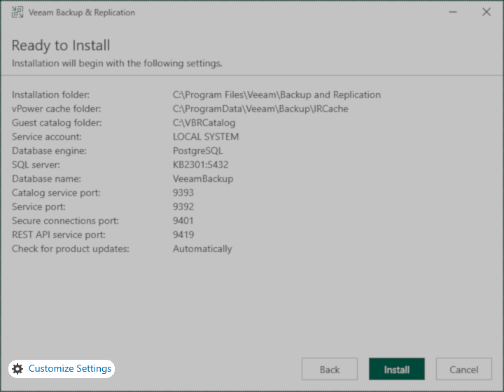 Specify Settings
