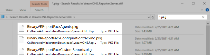 locate the pkg files in the extracted folder