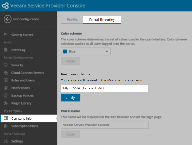 Update Portal Address