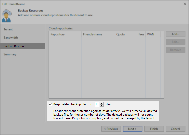 Keep Deleted Backup Files