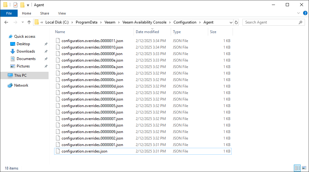Initial burst of 18 auxilary json files
