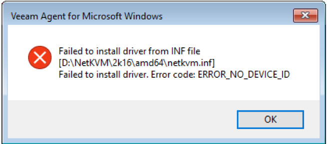 screenshot of error dialog