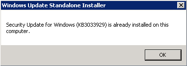 KB3033929 is already install message