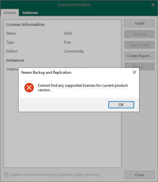 VBR License Error