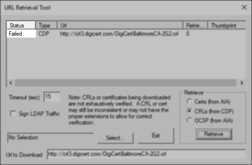 CRL Retrieve Failed