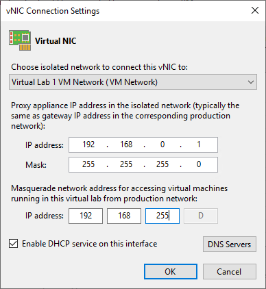 Screenshot showing the corrected virtual NIC settings discussed above.