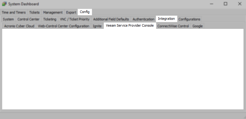 Screenshot of no data for Veeam Service Provider Console