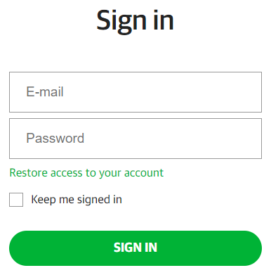 Screenshot showing the My Account sign in page.