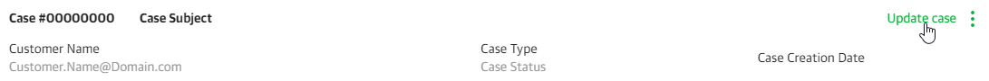 Screenshot showing  the location of the Update case link on right most side of the case in the list of cases.