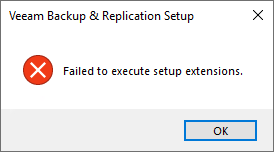 Failed to execute setup extensions. example