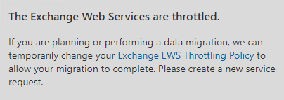 Throttling is enabled, contact microsoft to request policy change.