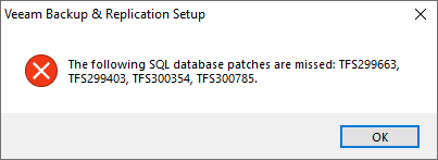 example of error seen during upgrade