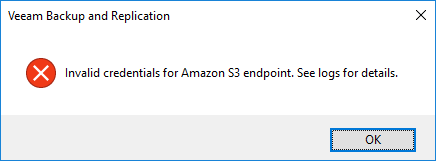 screenshot of error