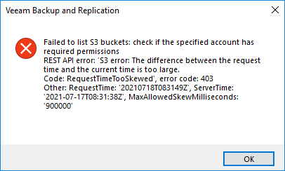 screenshot of error
