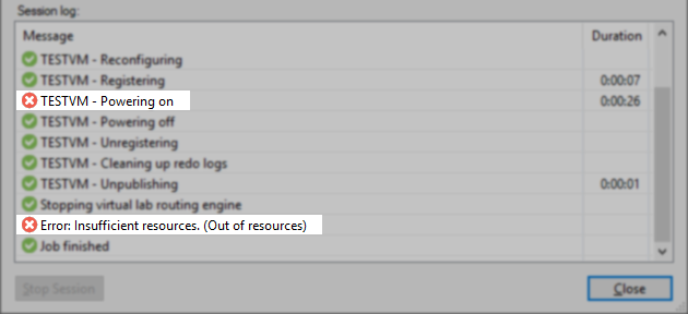 Insufficient resources. (Out of resources)