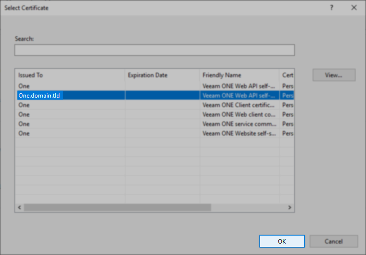 Select FQDN cert